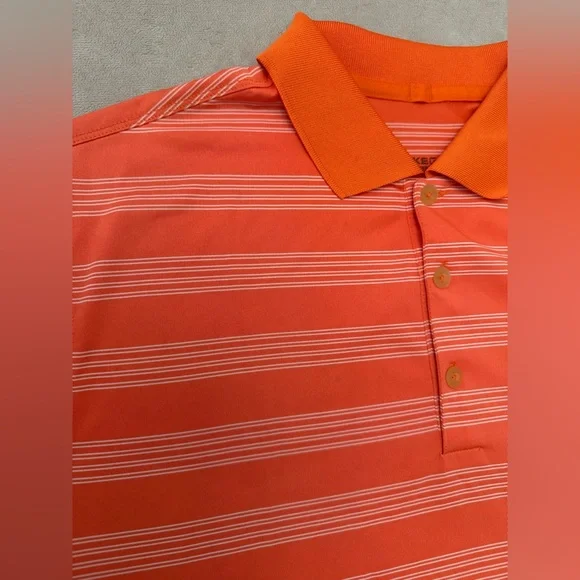 Nike Golf Tour Performance Polo Shirt Men’s Medium Orange Striped Dri-Fit Golf - Picture 4 of 7